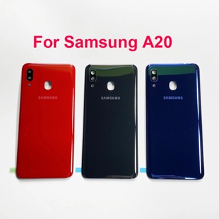 สําหรับ Samsung Galaxy A20 ฝาครอบแบตเตอรี่ด้านหลัง กรอบเปลี่ยน พร้อมกาว และเลนส์กล้อง