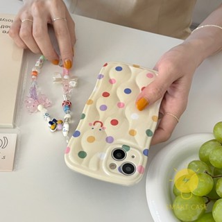 For เคสไอโฟน 14 Pro Max [Polka Dots Smile Chain] เคส Phone Case For iPhone 14 Pro Max Plus 13 12 11 For เคสไอโฟน11 Ins Korean Style Retro Classic Couple Shockproof Protective TPU Cover Shell