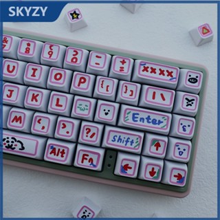 Pink Hand Drawn Keycaps XDA Profile อะนิเมะปากกาสีน้ำ PBT Dye Sub คีย์บอร์ดแบบกลไก Keycap Set