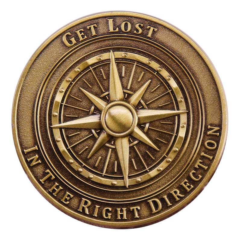 Lost In The Right Direction Adventure EDC Challenge Worry Coin