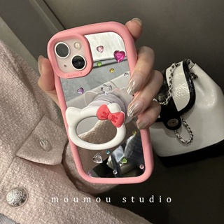 เคสโทรศัพท์มือถือแบบกระจก กันกระแทก ลายแมว สําหรับ Iphone 11 14promax 13 12 14pro 13pro 14