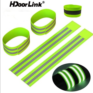 Hdoorlink 1/2/4 ชิ้น สายรัดแขน สะท้อนแสง สายรัดข้อมือ กลางแจ้ง กีฬา กลางคืน วิ่ง ขี่จักรยาน จ๊อกกิ้ง เอาตัวรอด ความปลอดภัย สายรัดแขนสะท้อนแสง