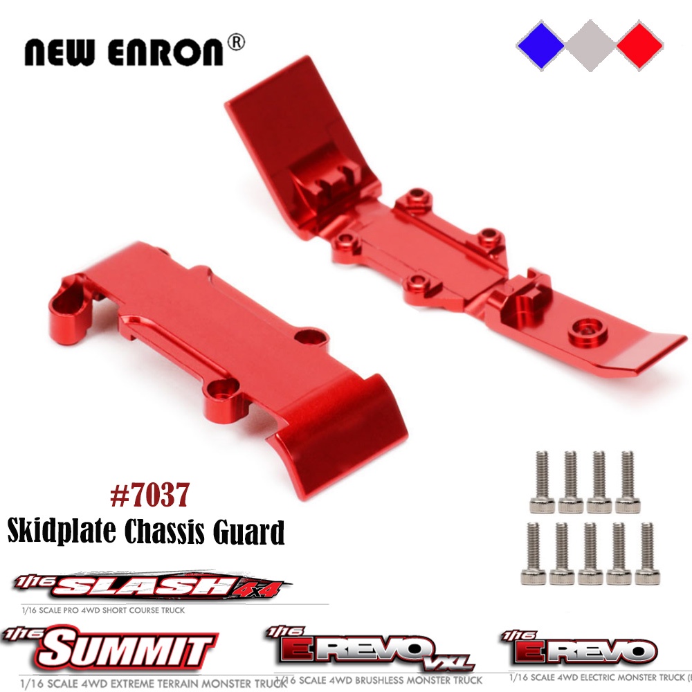 แผ่นลื่นหลังด้านหน้า Skidplate Chassis Guard 7037 โลหะผสมสำหรับชิ้นส่วนรถยนต์ RC 1/16 Traxxas ERevo 