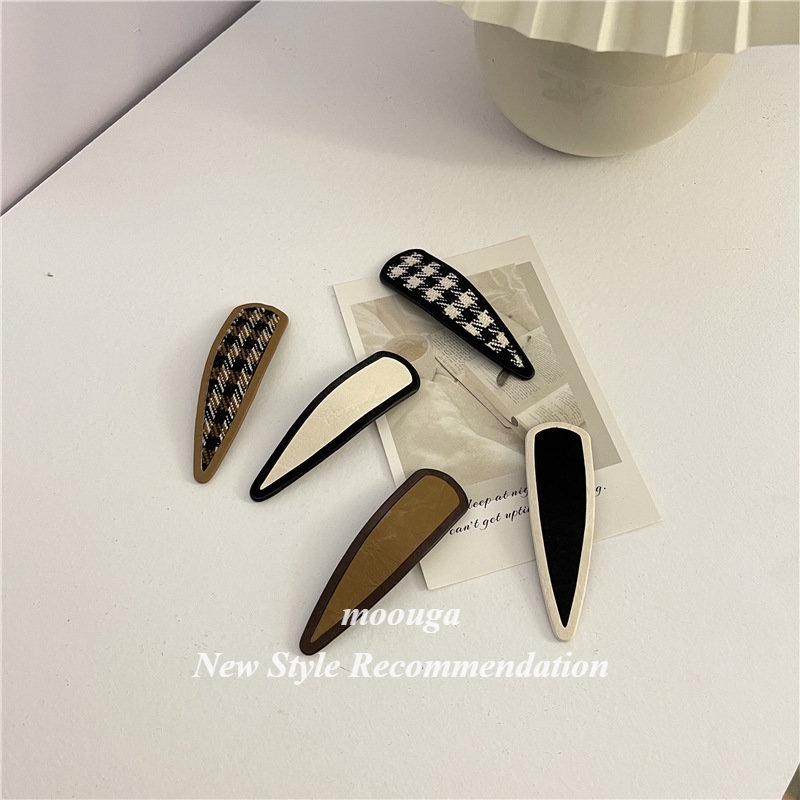 Moouga/houndstooth กิ๊บติดผม ติดผมด้านข้าง เรียบง่าย
