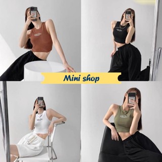 Mini shop🌸พร้อมส่ง🌸 (M2312)   เสื้อกล้ามครอปไหมพรม ผ้านิ่มใส่สบายดีเทลผ้าร่อง ปักตัวอักษร