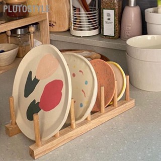 Plutostyle ชั้นวางจานไม้ แนวตั้ง 6 ช่อง พร้อมฐานรอง มั่นคง สําหรับเขียงถ้วย