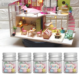 Living Shop 5 ชิ้นจิ๋วบ้านตุ๊กตาขวดขนมจำลอง 1:12 แก้วพลาสติกบ้านตุ๊กตาตกแต่งห้องครัวสำหรับสาว