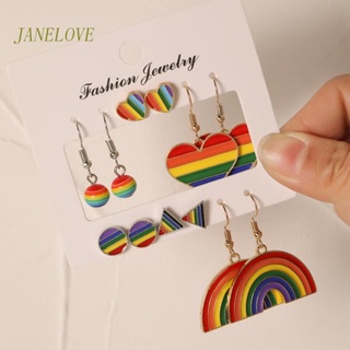 Jlove ต่างหูระย้า สีรุ้ง 6 คู่ LGBTQ