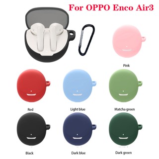 เคสหูฟังซิลิโคน กันกระแทก พร้อมตะขอ สีพื้น สําหรับ OPPO Enco Air3 OPPO Enco Air 3