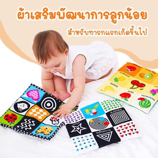 ผ้ากรอบแกรบ กระตุ้นสายตาทารก ซักได้ เสริมพัฒนาการทารก ผ้าคำศัพท์ LakaRose หนังสือผ้า Early Education