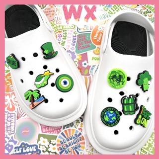 จี้รองเท้า PVC รูป Crocs Jibbitz VSCO น่ารัก สีเขียว ของขวัญสําหรับเด็กทุกเพศ