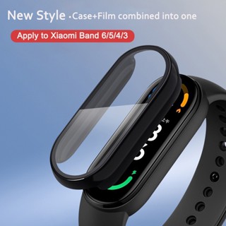 2 in 1 กล่องกระจกกันรอยหน้าจอ แบบเต็มจอ สําหรับ Xiaomi Mi Band 6 5 4 3