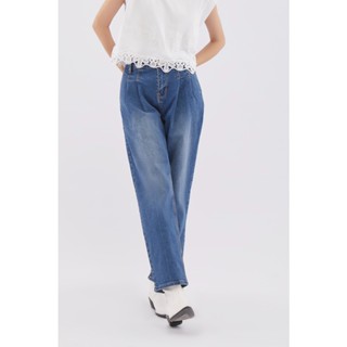 EP กางเกงเอวสูงทรงมัมจับจีบ ผู้หญิง | High-waisted MOM Jeans With Pleated Detail | 4598