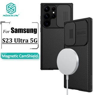 Nillkin Magnetic CamShield Pro เคส Samsung Galaxy S23 Ultra เคสป้องกันกล้อง เลื่อน หรูหรา TPU + PC กันกระแทก ฝาหลัง