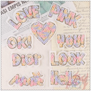 ✿ แผ่นแพทช์รีดติดเสื้อ ปักเลื่อม หลากสีสัน สําหรับทําเพลง Ok YOU Hello LOOK PINK LOVE ✿ แผ่นแพทช์รีดติดเสื้อ Diy จํานวน 1 ชิ้น