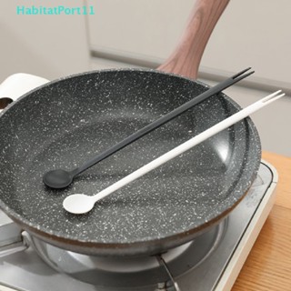 Habitatport ช้อนส้อม ด้ามจับยาว สําหรับคนกาแฟ นม ผลไม้