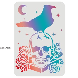 1pc  Crow Skull Stencil 29.7x21cm Raven on The Skull Pattern Drawing Stencil Reusable Crow Stencil Skull Stencil for Painting on Wood Tile Paper Fabric Floor and Wal