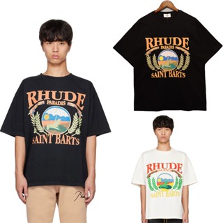 เสื้อยืดแขนสั้น ทรงหลวม พิมพ์ลาย Rhude High Street แฟชั่นฤดูร้อน