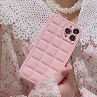 เคสโทรศัพท์มือถือแบบนิ่ม ลายหมากรุก สีชมพู แฟชั่น สําหรับ iphone14 pro max 11 12 13 pro max XR XS