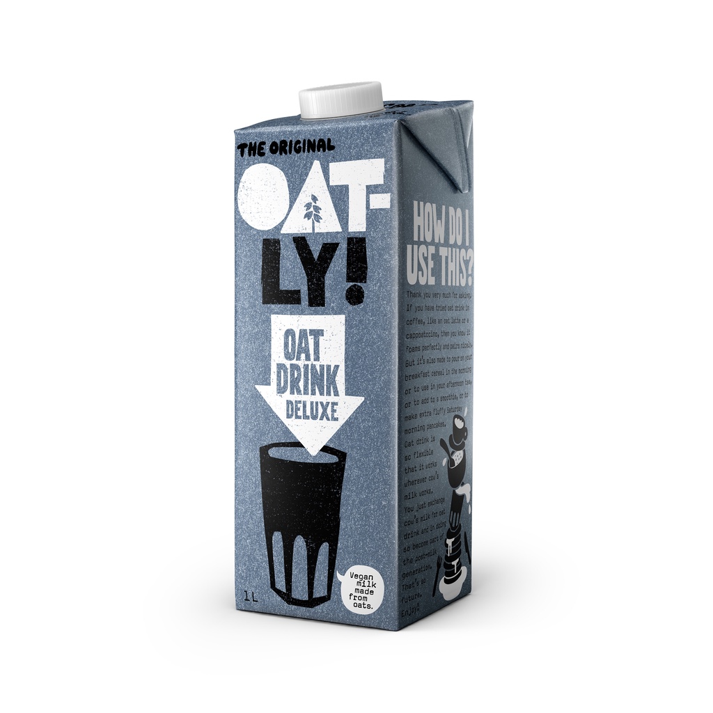 Oatly-Drinks-Deluxe นมข้าวโอ๊ต รสชาติโอ๊ตเข้มข้น Plant based milk Oat Milk นมวีแกน แพ้แลคโตส นมโอ๊ต ขนาด 1000ml