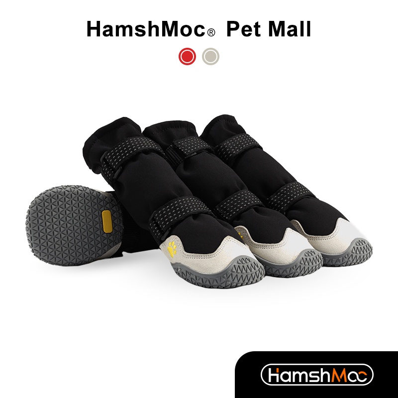 HamshMoc รองเท้าสุนัขกันน้ํารองเท้าสุนัขสะท้อนแสง 4 ชิ้น Anti Slip สบาย Breathable ทนทานกลางแจ้ง Paw Protectors สําหรับสุนัข