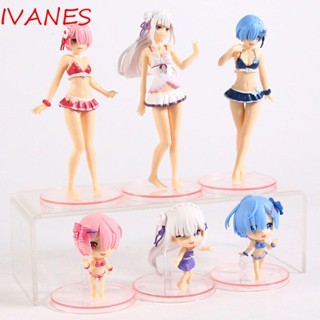 Ivanes Q Version Rem Figurine โมเดลตุ๊กตาของเล่นสําหรับเด็ก 6ชิ้น/ชุด