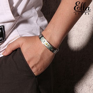 Ellastore123 สร้อยข้อมือ กําไลข้อมือ สเตนเลส แบบไขว้ ปรับได้ พื้นผิวเรียบ สวยงาม ของขวัญ สําหรับผู้ชาย