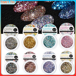 สีเจลกลิตเตอร์ Manya Nail Art Crystal Broken Diamond Powder Flow Gold Glitter Powder Flash ผสม Glitter Mirror Silver Bright Cream กาวเลื่อม | Timi1