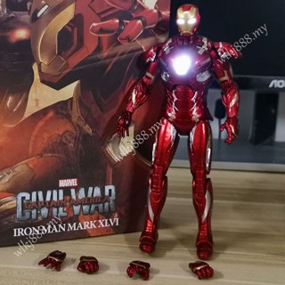 โมเดลฟิกเกอร์ Marvel Avengers MK46 Iron Man พร้อมไฟ Led เปลี่ยนสีได้