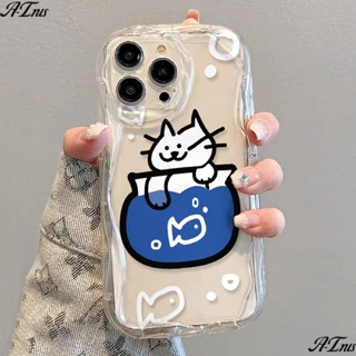 ✅เคสโทรศัพท์มือถือแบบนิ่ม ใส กันกระแทก ลายแมว ปลา FL สําหรับ iPhone 14 13promax 12 11 7 8p xs xr