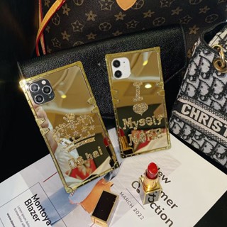 For Infinix Note 7 HOT 8 9 10 10S 11 11S 12 20 Pro 12i 20i 20S Play Fashion Gold Mirror Crown Square Phone Case