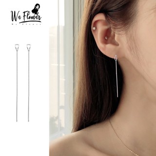 We Flower Simple Fashion s925 Silver Long Chain Tassel Drop Earrings for Women Girls Elegant Waterdrop Ear Line Earring Jewelry Accessories