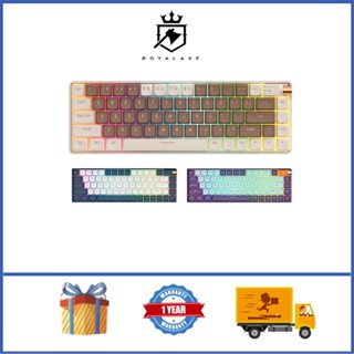 Royal Axe R68 คีย์บอร์ดเกมมิ่งไร้สาย 65% ไฟแบ็คไลท์ RGB