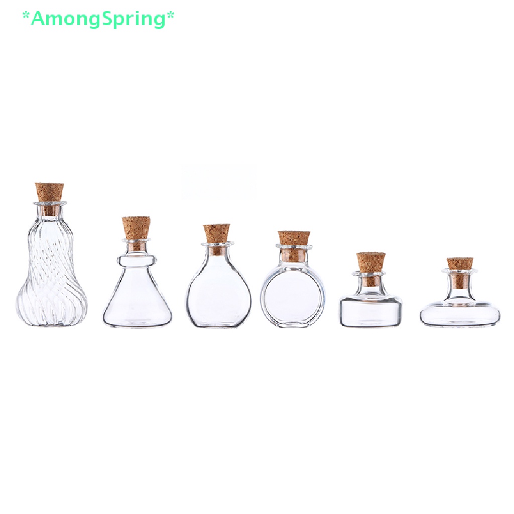 Amongspring> ใหม่ แจกันแก้วจิ๋ว พร้อมจุกไม้คอร์ก สําหรับตกแต่งบ้านตุ๊กตา 1:12