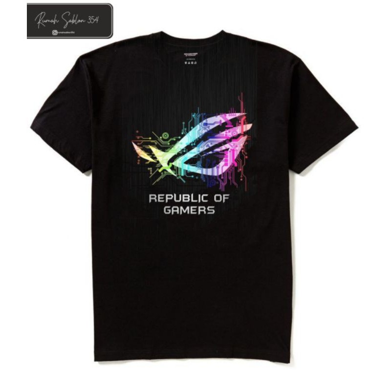 S-5XLเสื้อยืด พิมพ์ลายโลโก้ Rog Republic Of gamers OVERSIZE สีดํา สําหรับผู้ชาย และผู้หญิง