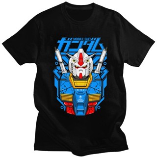 เสื้อยืดแขนสั้น ผ้าฝ้าย 100% พิมพ์ลายอนิเมะ Mech Robot Manga Mechapla RX 78 แฟชั่นคู่รัก สไตล์ญี่ปุ่น สําหรับผู้ชายS-5XL