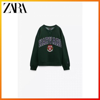 ZARA เสื้อกันหนาว พิมพ์ลาย HARVARD แฟชั่นฤดูหนาว