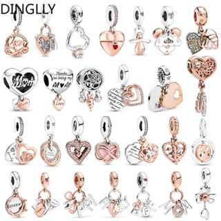 Dinglly จี้รูปหัวใจ สีโรสโกลด์ สองสี สําหรับทําเครื่องประดับ Diy