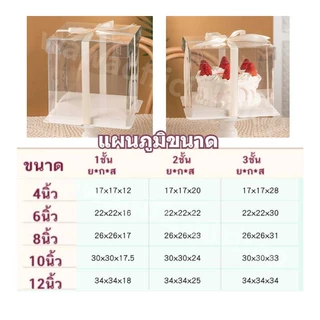 กล่องเค้กใส กล่องใสใส่เค้ก ทรงสี่เหลี่ยม กล่องเค้ก 2 ปอนด์ 3ปอนด์ ฝาใส ฐานเคลือบไข กล่องเค้กใสทรงสูง