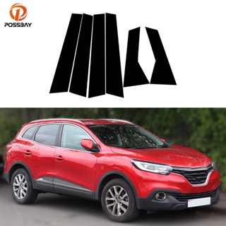 ใหม่ สติกเกอร์ติดเสาประตู หน้าต่าง สีดํามันวาว สําหรับ Renault Kadjar 2015-2018 8 ชิ้น