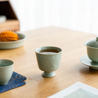 Song Qingglaze Series Celadon Ginkgo Cup Master Cup [Huayun] ชุดถ้วยชา ความจุขนาดใหญ่ สไตล์เรโทร