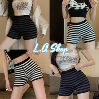 L.A Shop พร้อมส่ง  กางเกงไหมพรม เอวยืดรัดตัว ดีเทลลายทางคิ้วสุดๆ "98130"