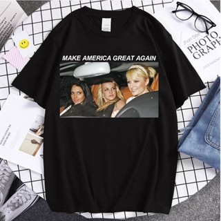 [S-5XL]เสื้อยืดลําลอง แขนสั้น พิมพ์ลาย Britney Make America Great Again แฟชั่นฤดูร้อน สําหรับผู้ชาย