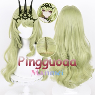 Manmei Game Honkai Impact 3 Mobius Cosplay Wig 80cm Long Light Green Curly Hair Heat Resistant Fibre Halloween Party Wigs