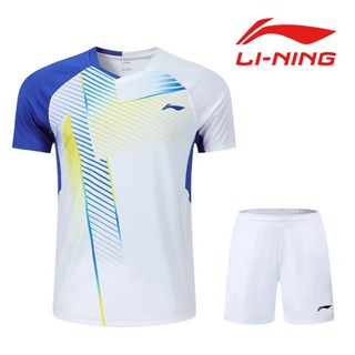 Li Ning เสื้อกีฬา คอวี【ขายดีที่สุด】เสื้อกีฬา ผ้าไมโครไฟเบอร์ แบบเรียบ สําหรับผู้ใหญ่ เด็ก 2023