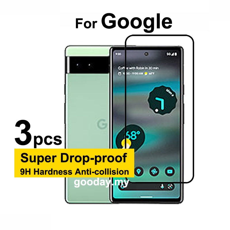 3 ชิ้น Google Pixel 7a กระจกนิรภัยเต็มรูปแบบป้องกันหน้าจอสําหรับ Google Pixel 7a 6a 5 5a 4a 4 3a 3 X