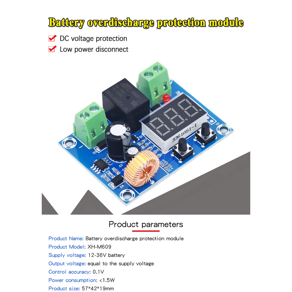 Xh-m609/hcw-m635 โมดูลบอร์ดชาร์จแบตเตอรี่ ป้องกันแรงดันไฟฟ้าเกิน DC 12V-36V