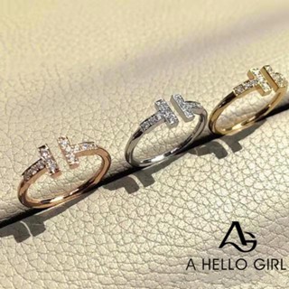 A HELLO GIRL เวอร์ชั่นเกาหลี เรียบง่าย เฉพาะ Ins ออกแบบ เปิด คู่ T แหวนตัวอักษร เครื่องประดับผู้หญิง เครื่องประดับ