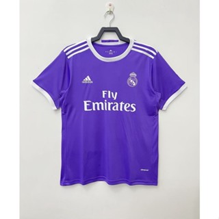 เสื้อกีฬาแขนยาว ลายทีมฟุตบอล Real Madrid 16/17 2016/2017 ชุดเยือน สไตล์เรโทร