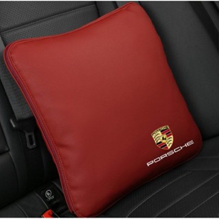 PORSCHE LOGO Leather Pillow Seat Lumbar Support Cushion Macan Cayenne Cayman taycan 718 Boxster 911 Panamera Car Rest Warm Air Conditioning Quilt Expandable Elastic Cotton Breathable Pillow